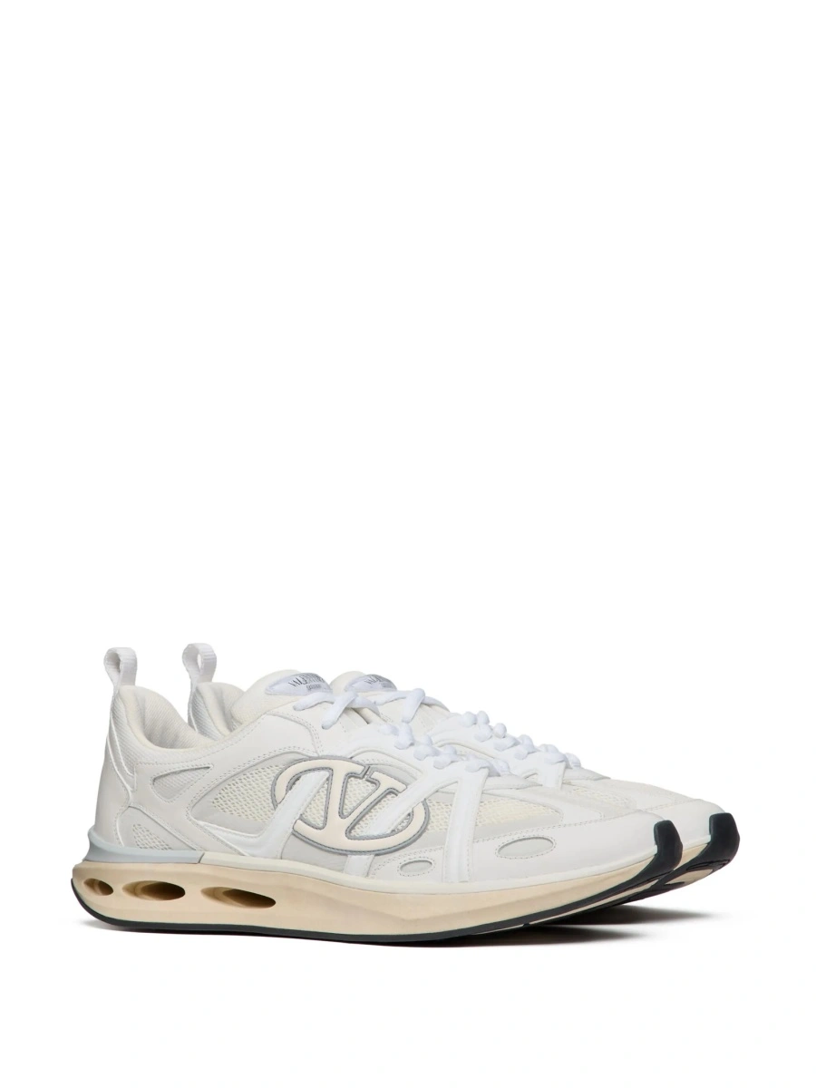 Sneakers Valentino Garavani albi din piele si plasa - Img 2