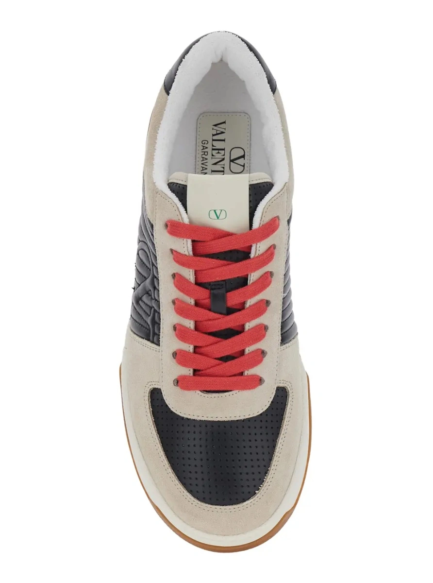 Sneakers Valentino Garavani bej din piele si material textil - Img 4