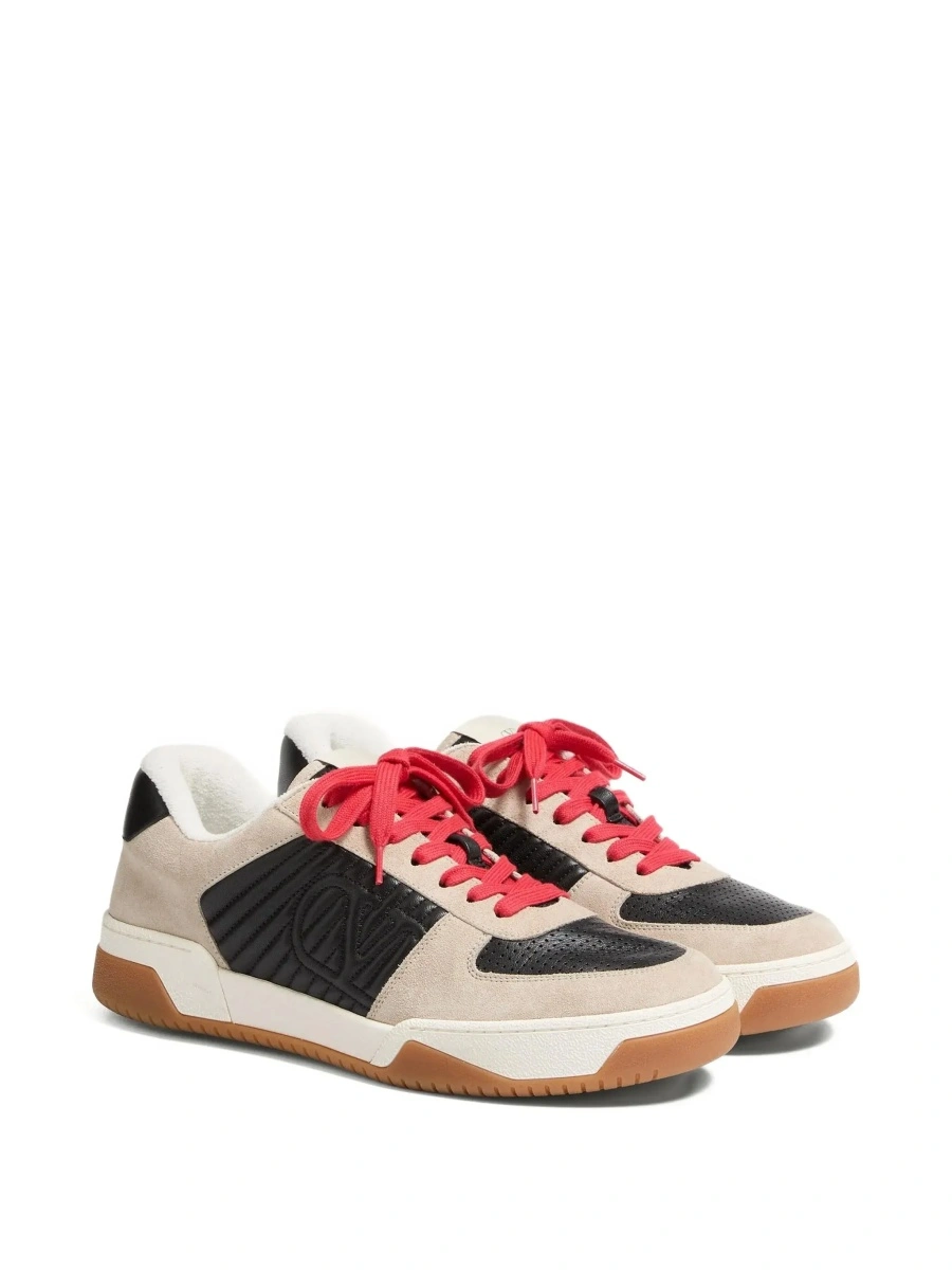 Sneakers Valentino Garavani bej din piele si material textil - Img 5