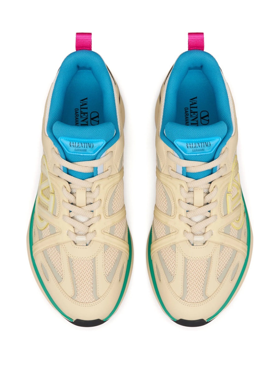Sneakers Valentino Garavani neutri din piele si material textil - Img 4