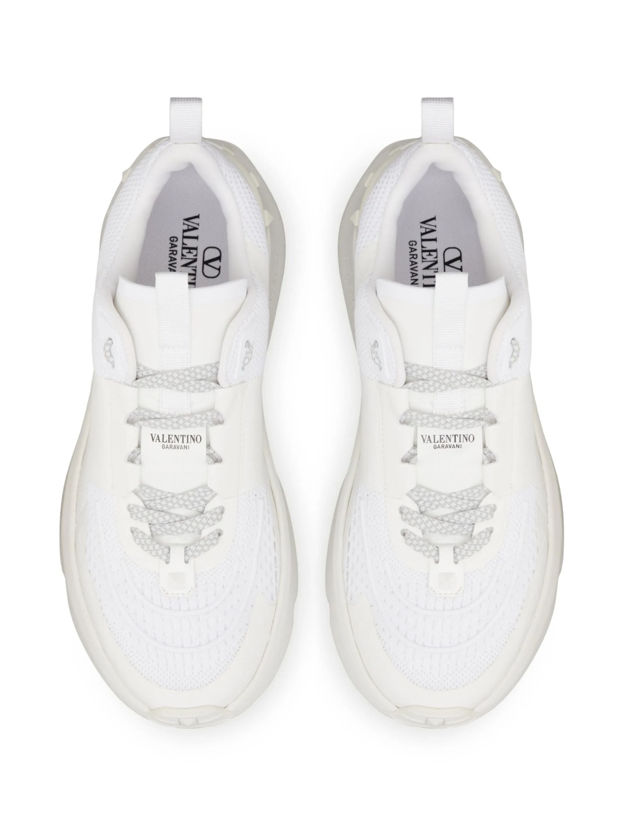 Sneakers Valentino Garavani Rockstud albi din piele si vascoza - Img 4