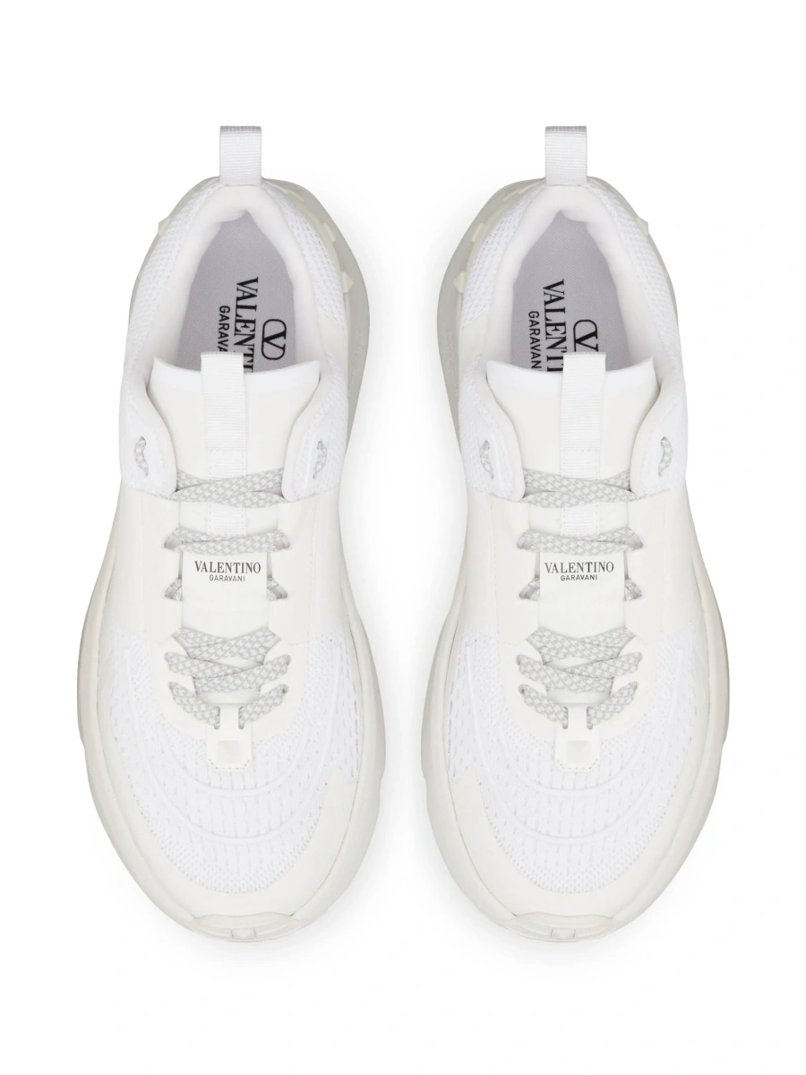 Sneakers Valentino Garavani Rockstud albi din piele si vascoza - Img 4