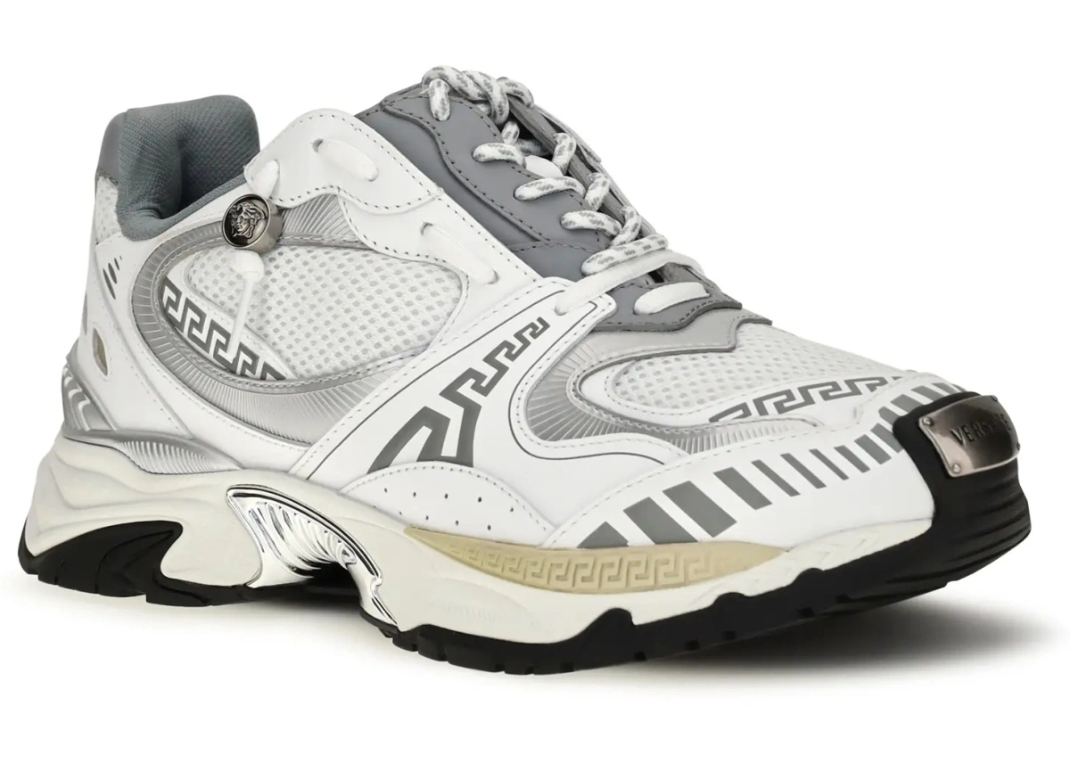 Sneakers Versace multicolor din mesh si piele - Img 2
