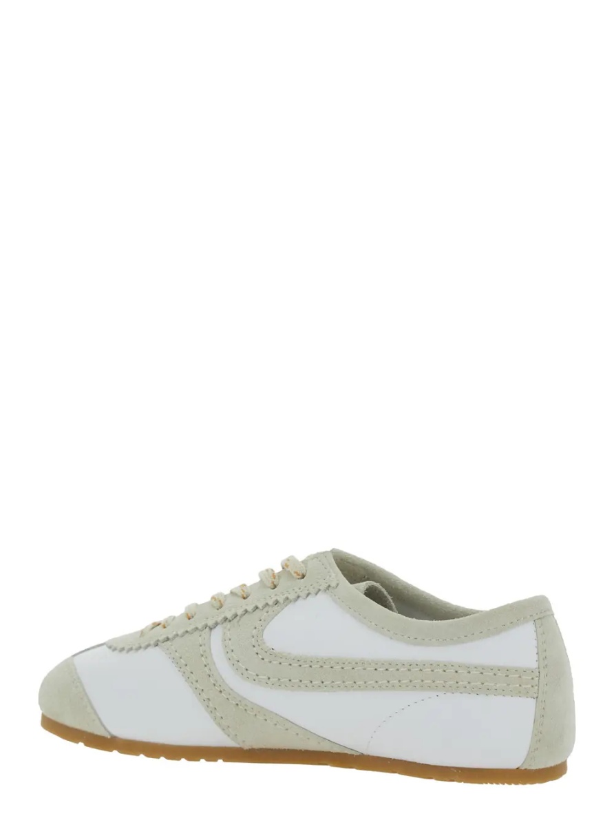 Sneakers White Low Top Sneakers with Embossed Logo on the Tongue in Leather and Suede Woman - Img 3