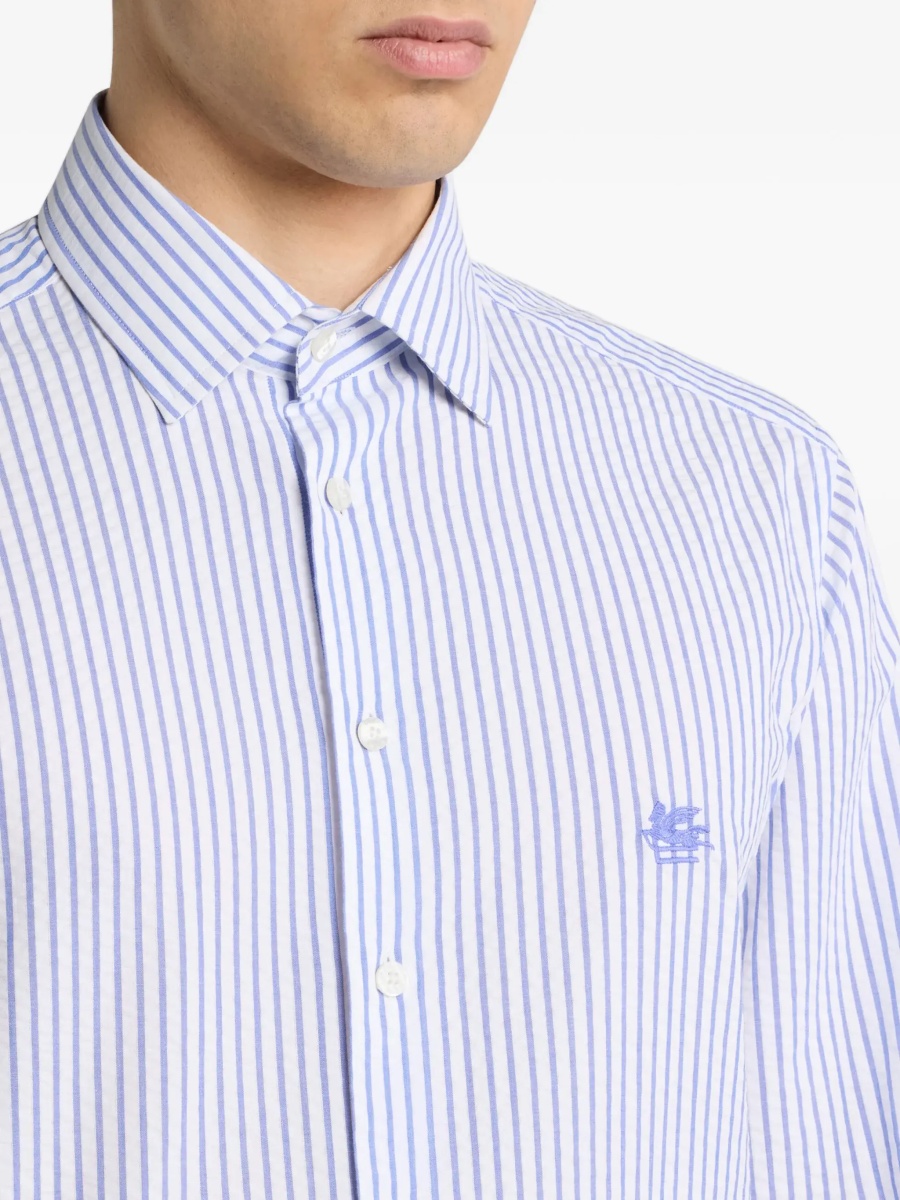 Striped cotton Shirt with an embroidered Pegaso logo on the chest - Img 4