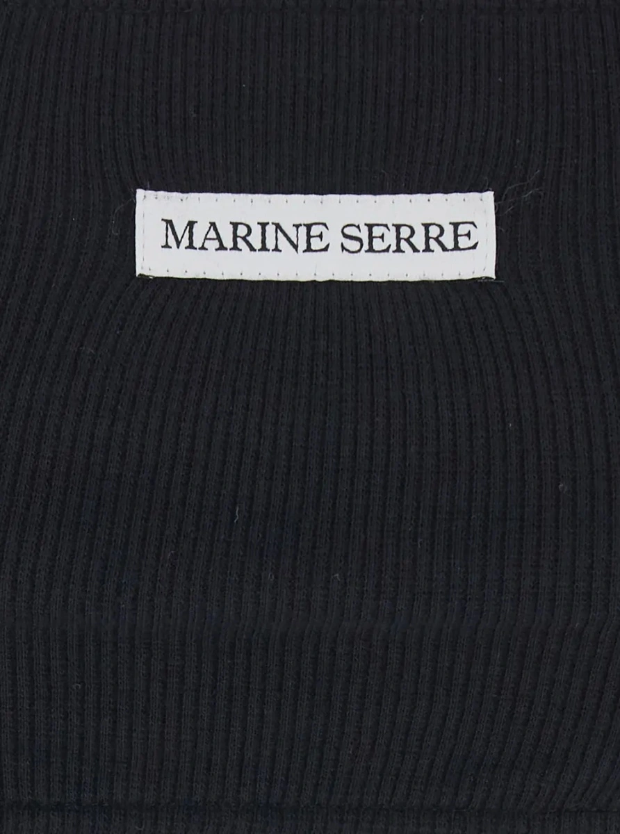 Sutiene Black Sports Bra with Square Neckline and Logo Patch on the Front in Stretch Cotton for Women - Img 3