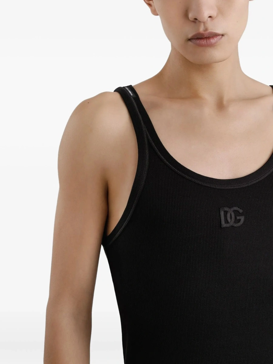 Top Dolce &amp; Gabbana negru din bumbac - Img 6