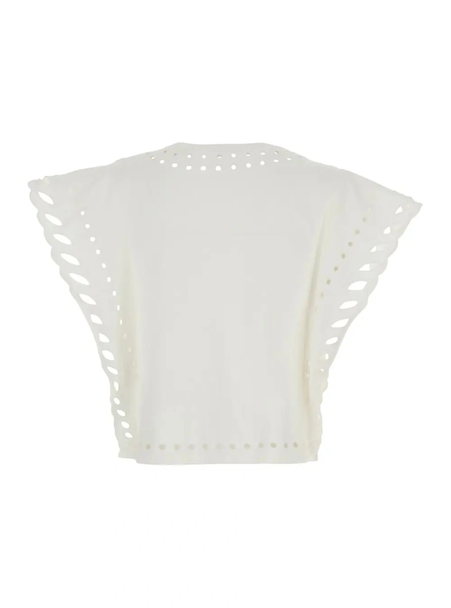 Top Isabel Marant alb din bumbac - Img 2