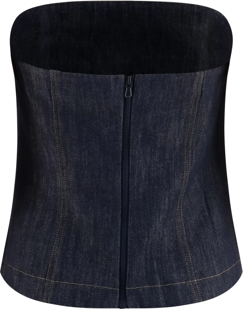 Topuri denim effect twill Bandeau Top - Img 2