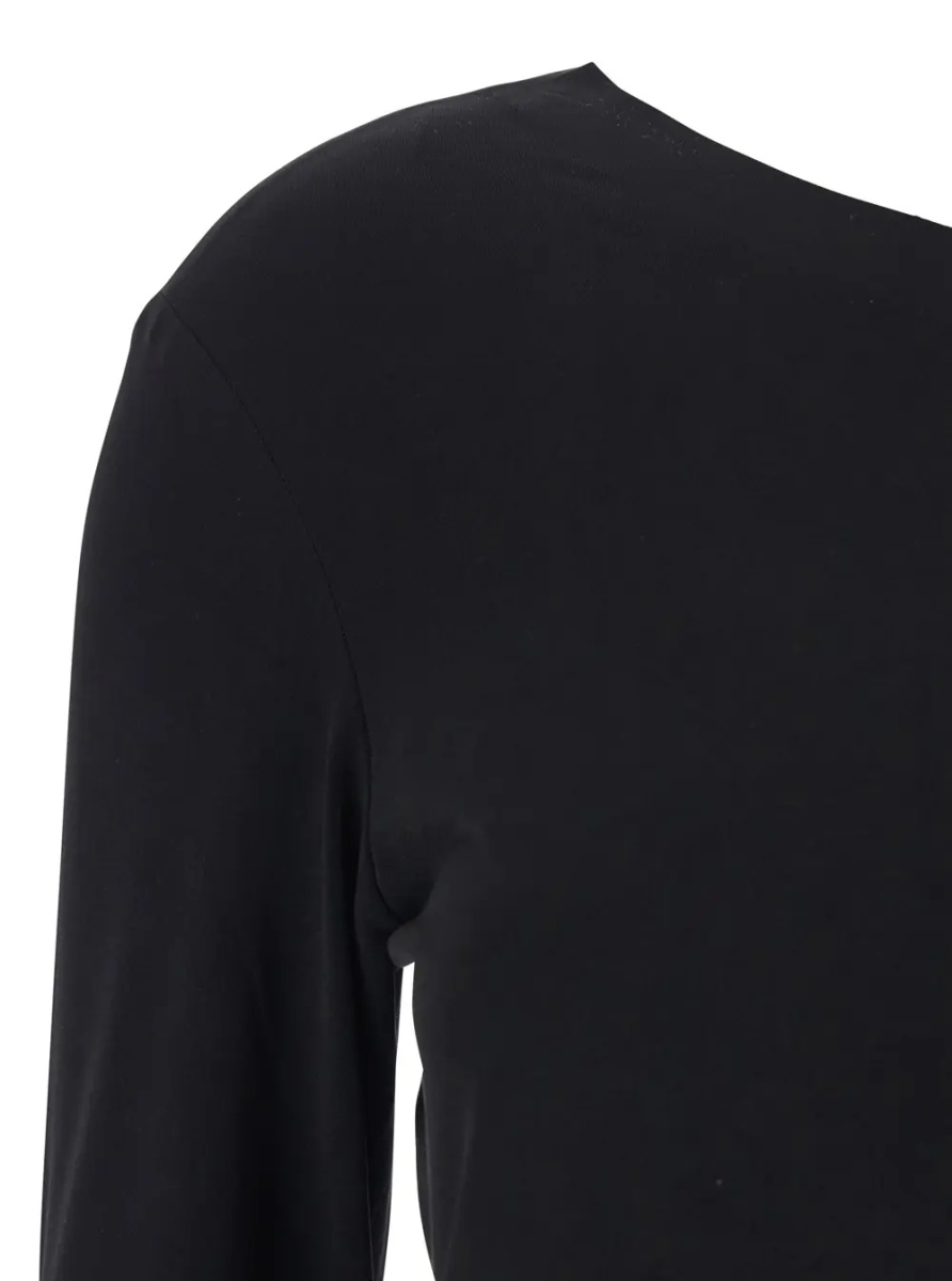 Topuri Top with Off Shoulder Design in Black Tech Fabric for Women - Img 3