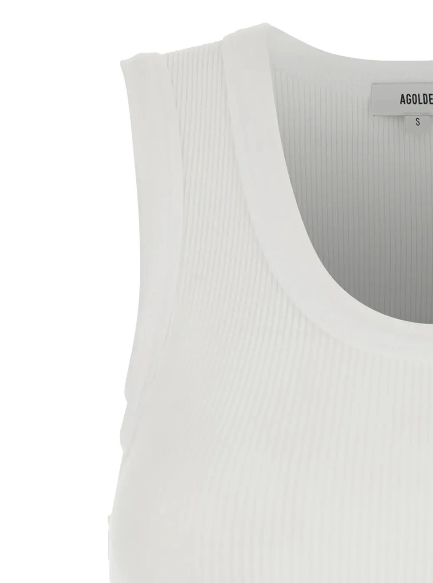 Topuri White 'Poppy' Top Sleeveless with U-Neck in Cotton for Women - Img 3