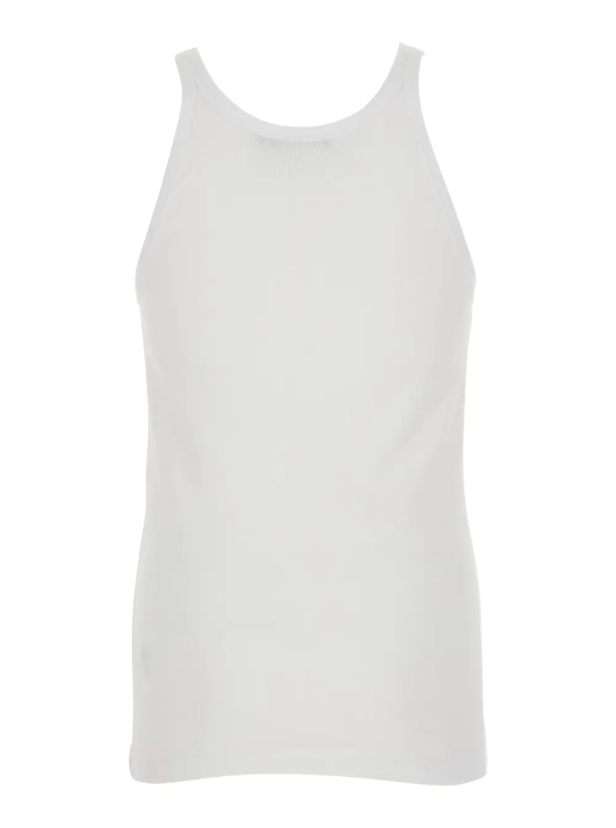 Topuri White Sleeveless Tank Top with Round Neck and Logo Patch on the Front in Cotton for Man - Img 2