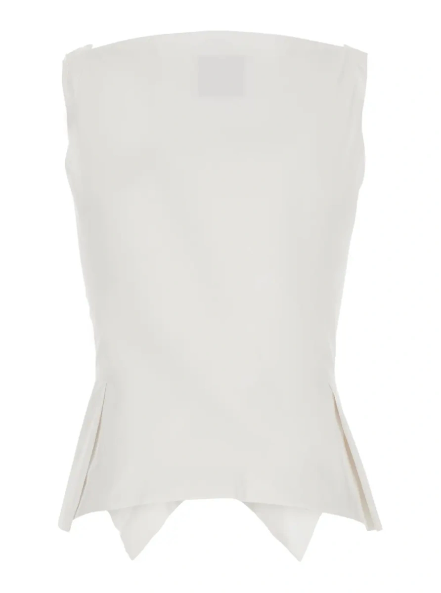 Topuri White Top with button closure and logo on the front in Cotton for women - Img 2