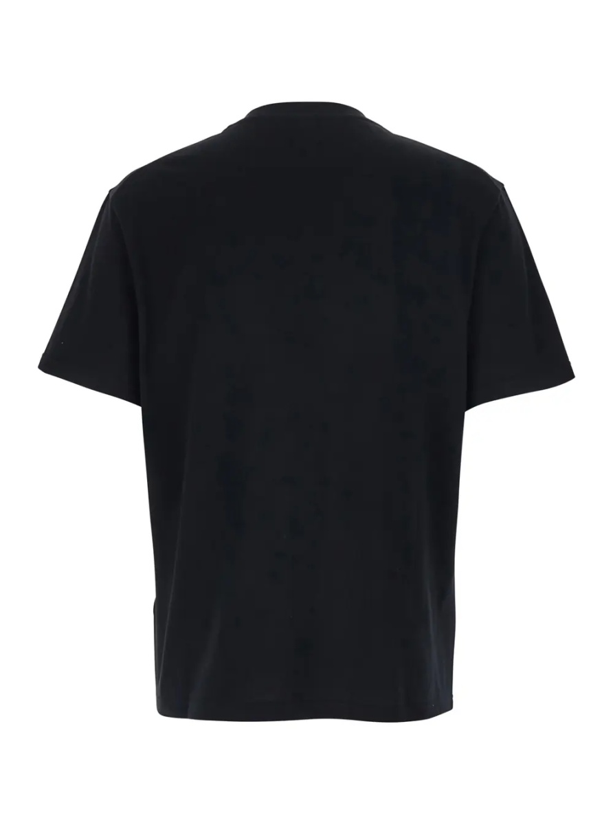 Tricou Black Crew Neck T-Shirt with Logo Lettering on the Front in Cotton for Men - Img 2