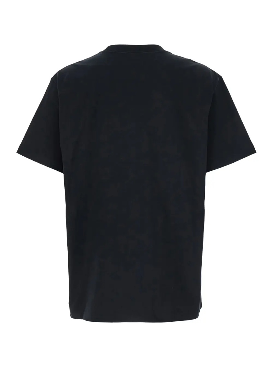 Tricou Black Crewneck T-Shirt with Logo Print on the Front in Cotton Man - Img 2
