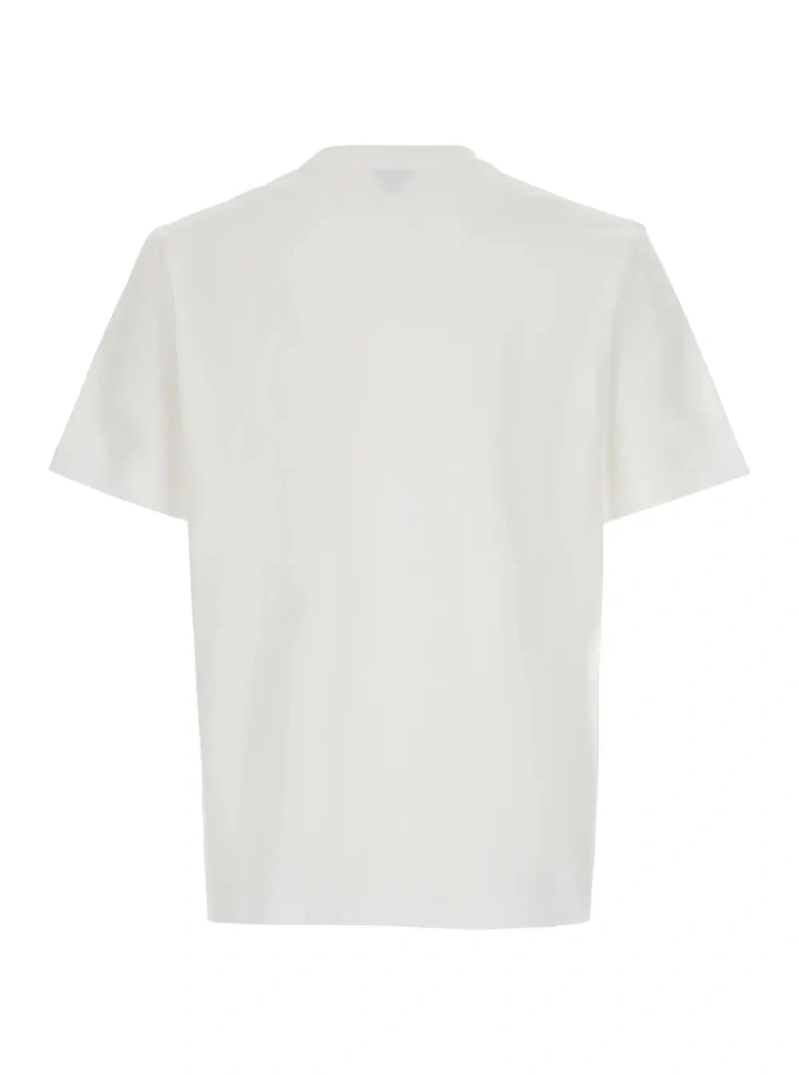 Tricou Bottega Veneta alb din bumbac si jerse - Img 2