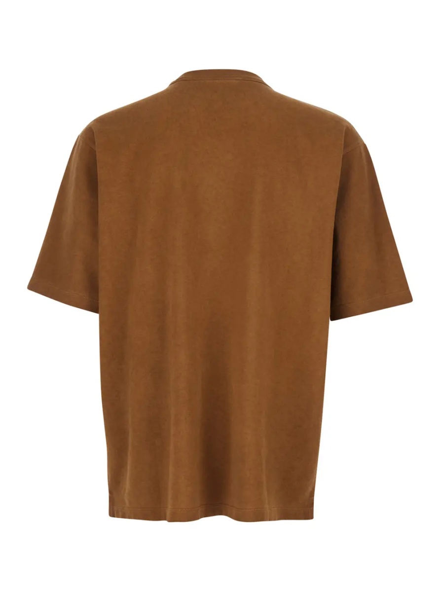 Tricou Brown Crew Neck T-shirt with Logo Print on the Front in Cotton for Men - Img 2