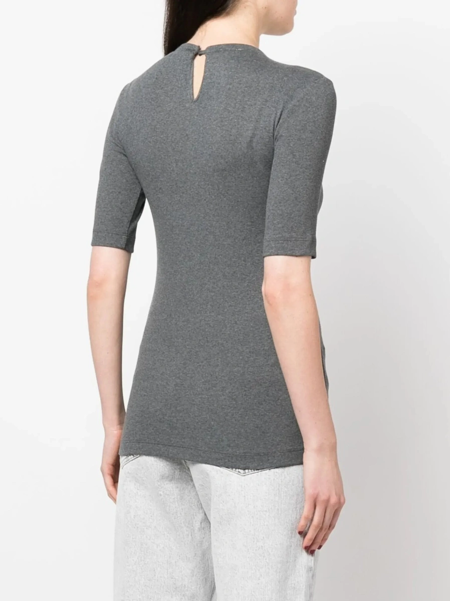 Tricou Brunello Cucinelli gri din bumbac - Img 6