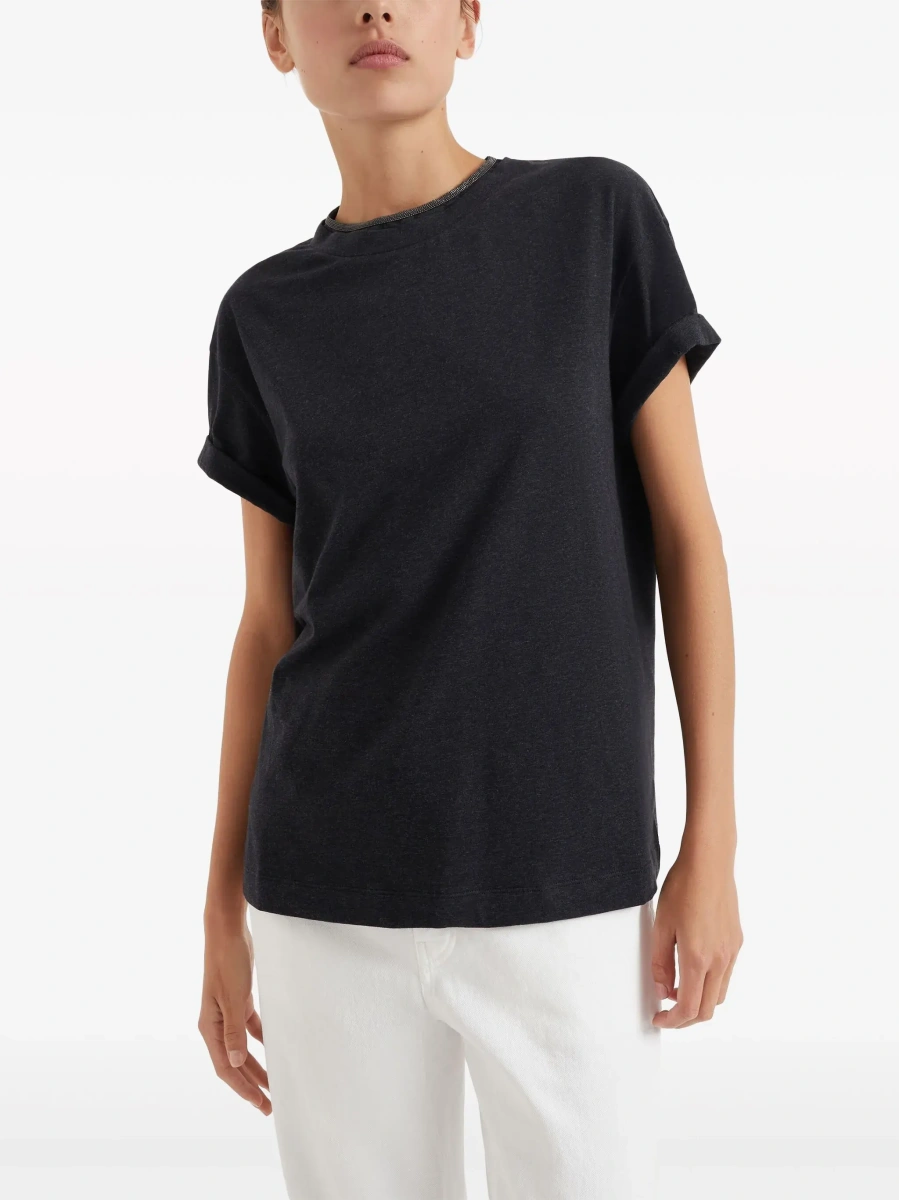 Tricou Brunello Cucinelli gri din jerse - Img 4