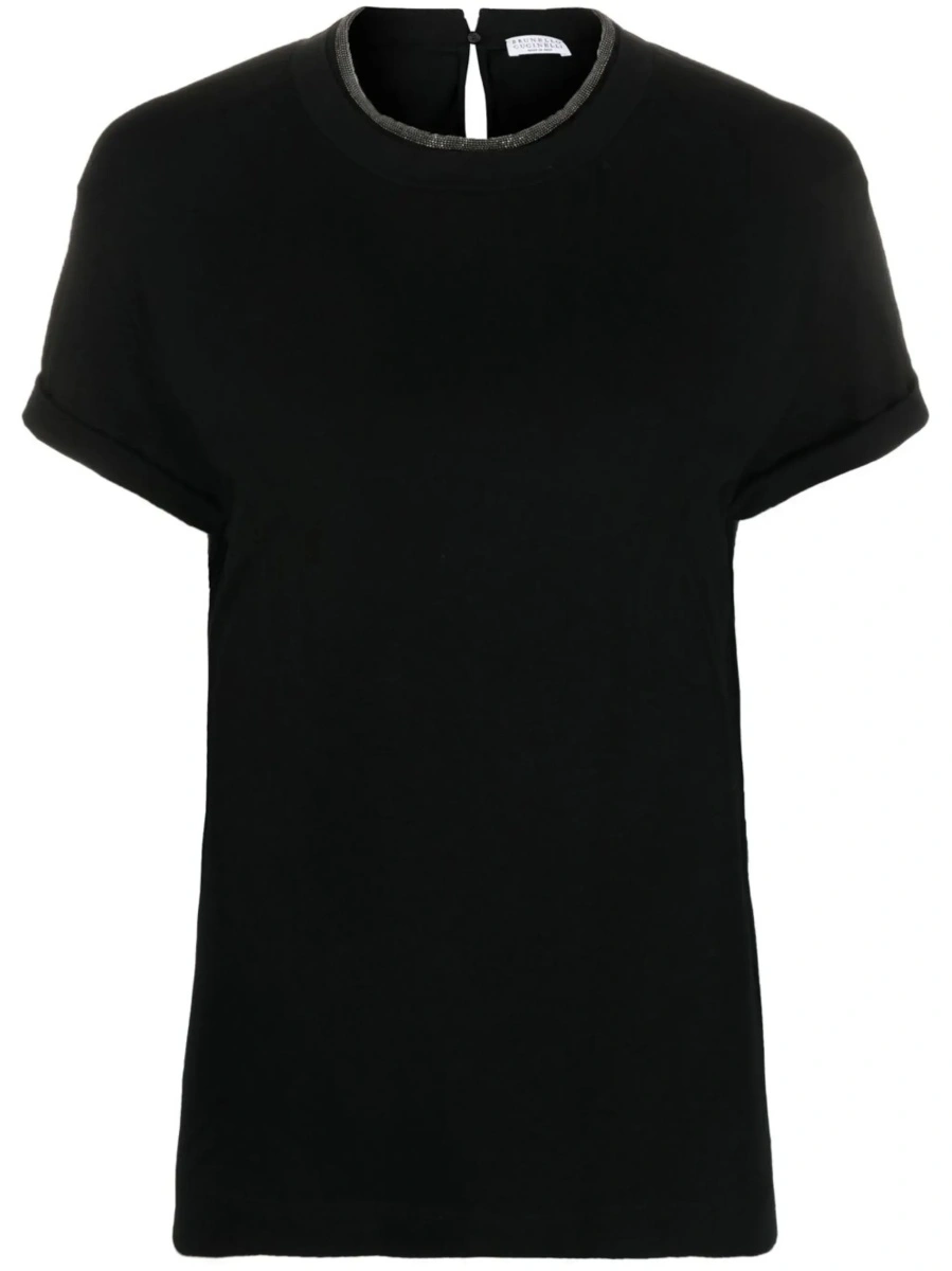 Tricou Brunello Cucinelli negru din bumbac - Img 7