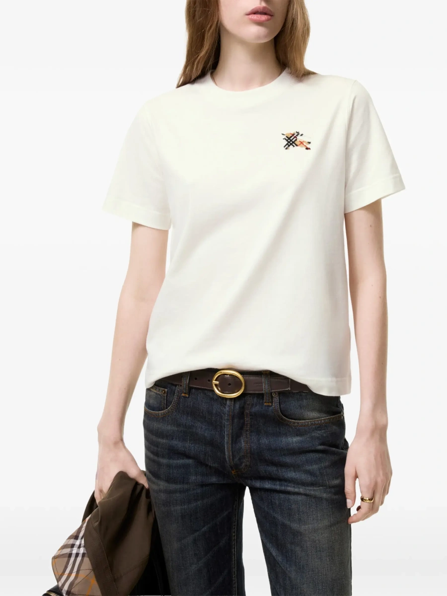 Tricou Burberry alb din bumbac - Img 4