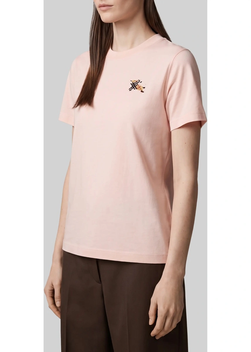 Tricou Burberry 'Check' roz din bumbac - Img 2