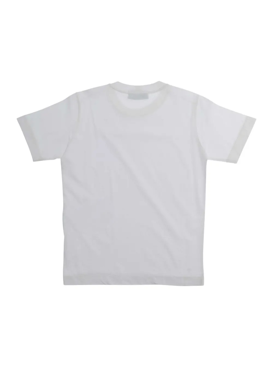Tricou Crew Neck T-Shirt with Logo Patch on the Front in White Cotton for Kids - Img 2