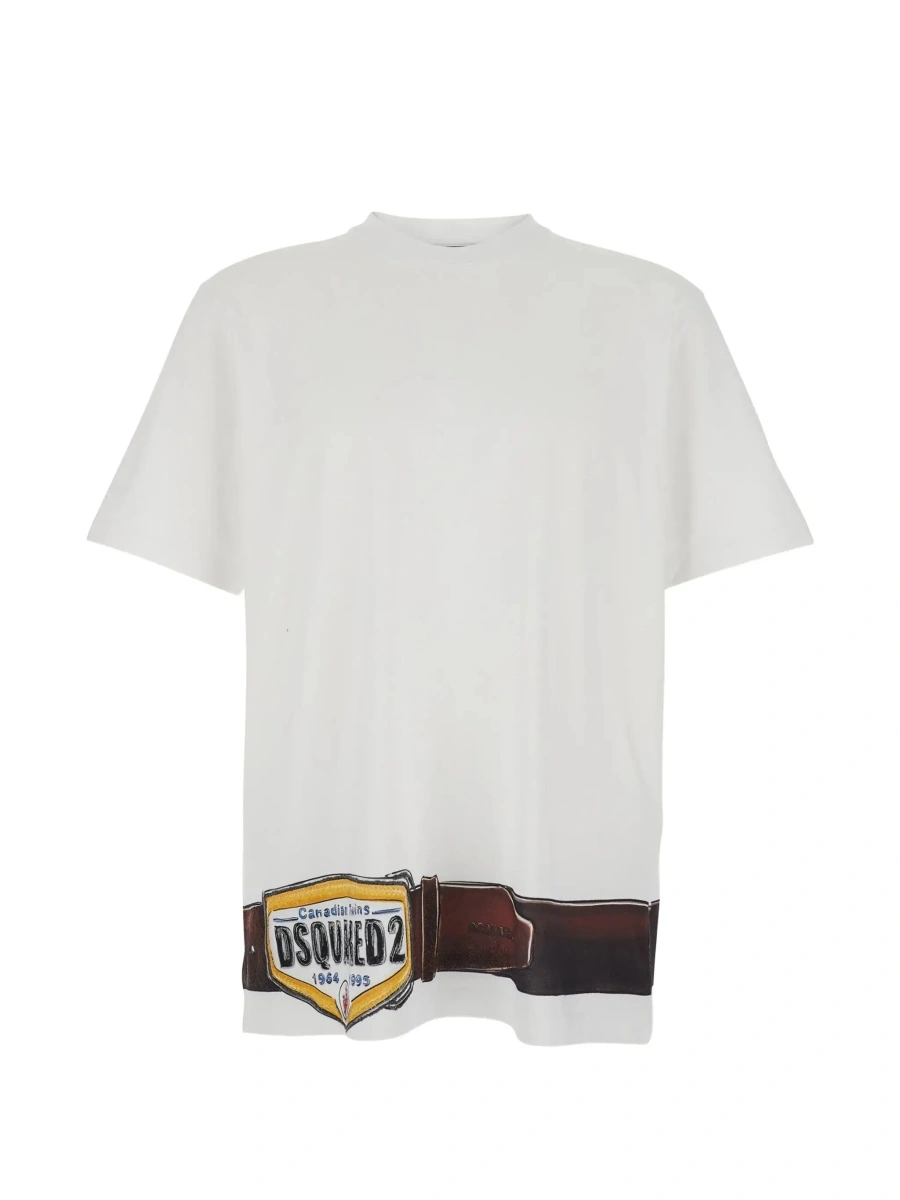 Tricou DSQUARED2 alb din bumbac - Img 6
