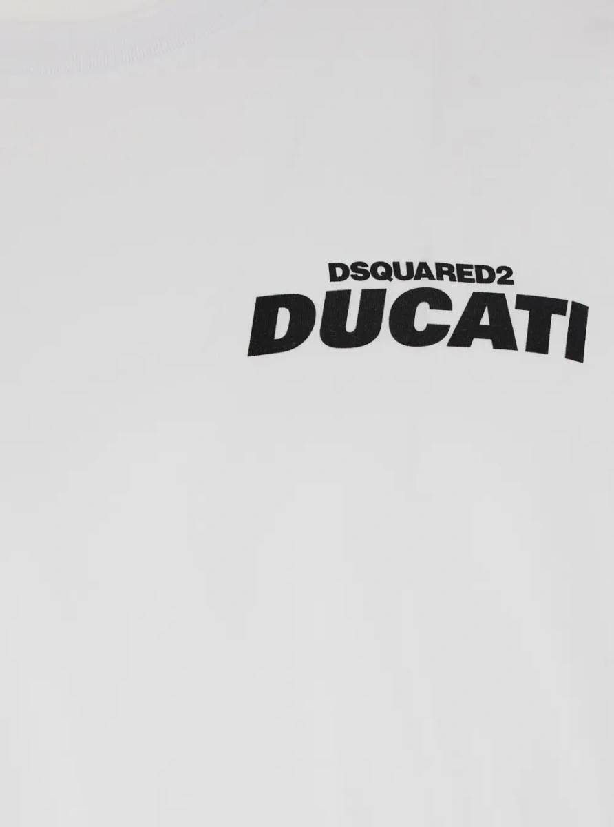 Tricou 'Ducati x D2' White T-Shirt with Logo on the Front in Cotton Man - Img 3