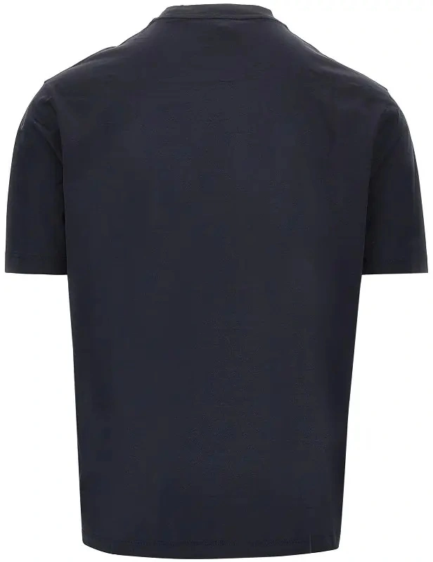 Tricou Emporio Armani albastru din lyocell si bumbac - Img 3