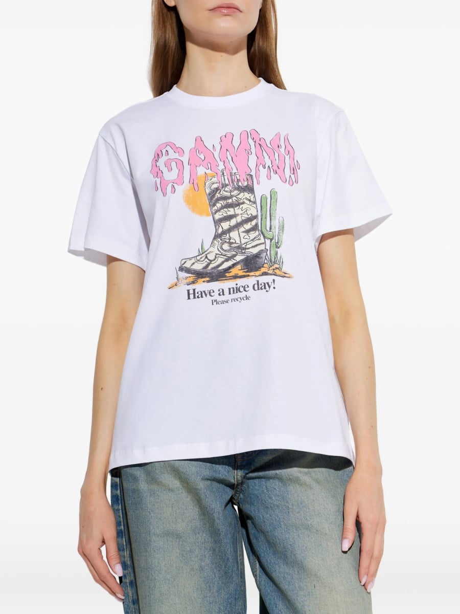 Tricou Ganni alb - Img 3