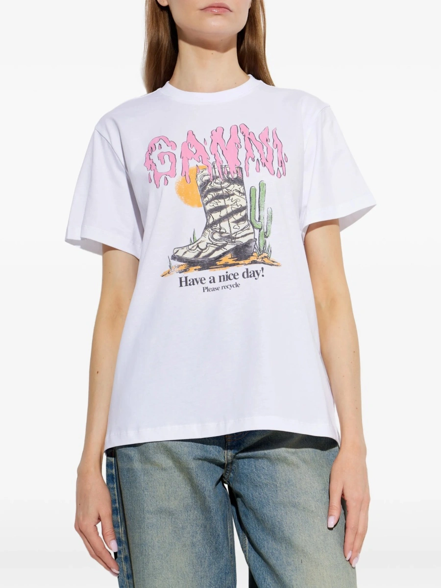 Tricou Ganni alb - Img 3
