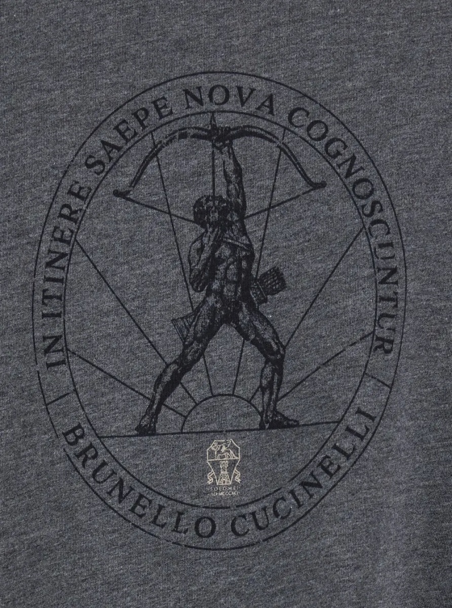 Tricou Grey T-shirt with printed logo on the front in cotton for men - Img 3