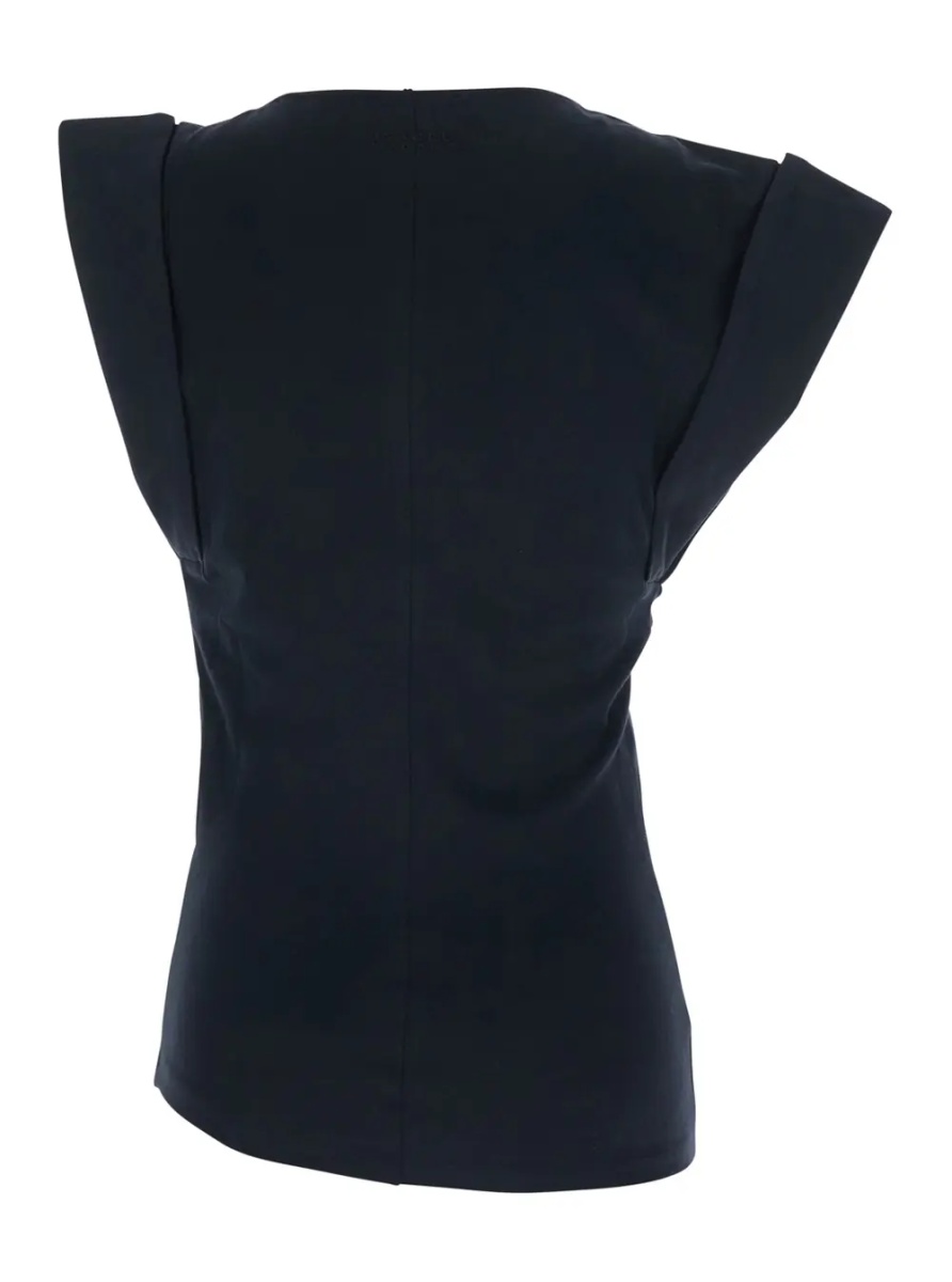 Tricou 'Maisan' Black Crew Neck T-Shirt in Cotton for Women - Img 2