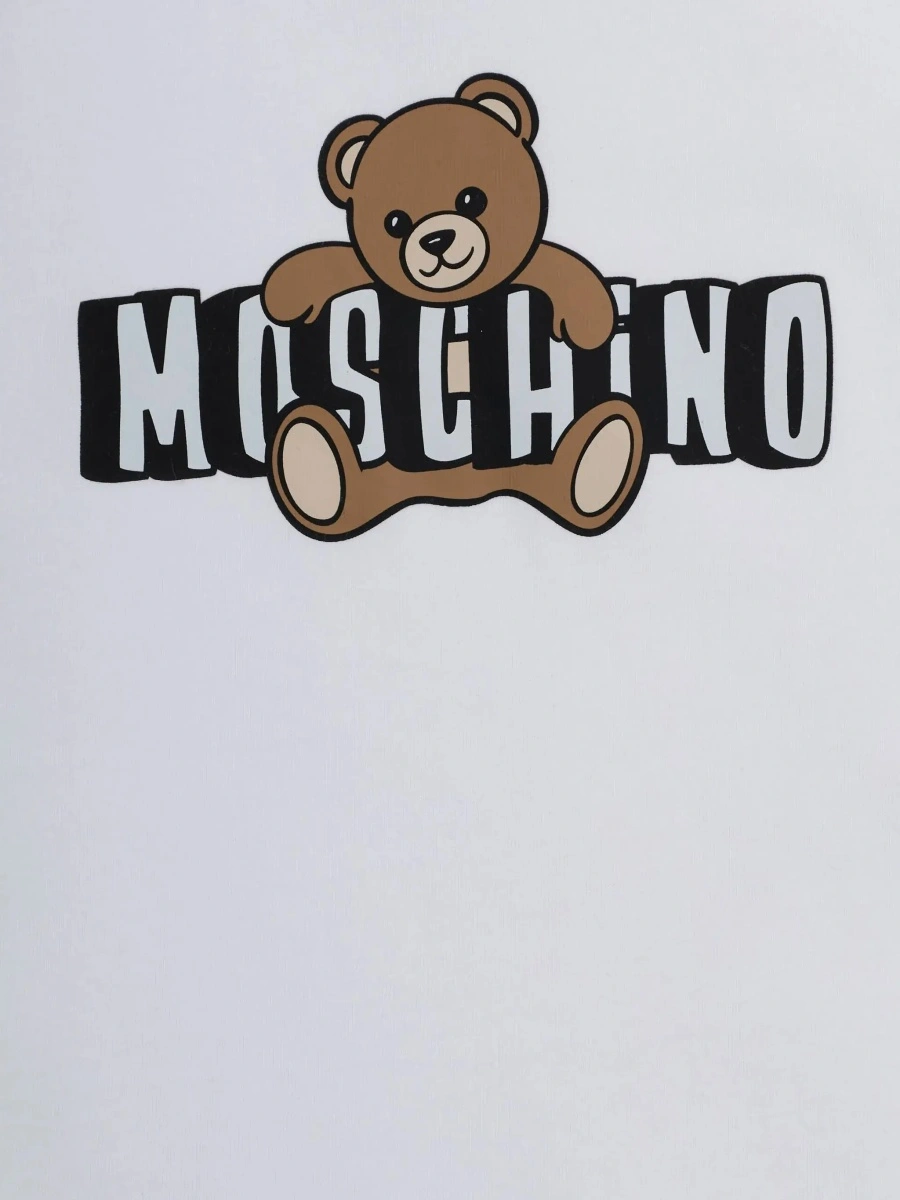 Tricou MoschinoS alb din bumbac 'MOSCHINO KIDS' - Img 5