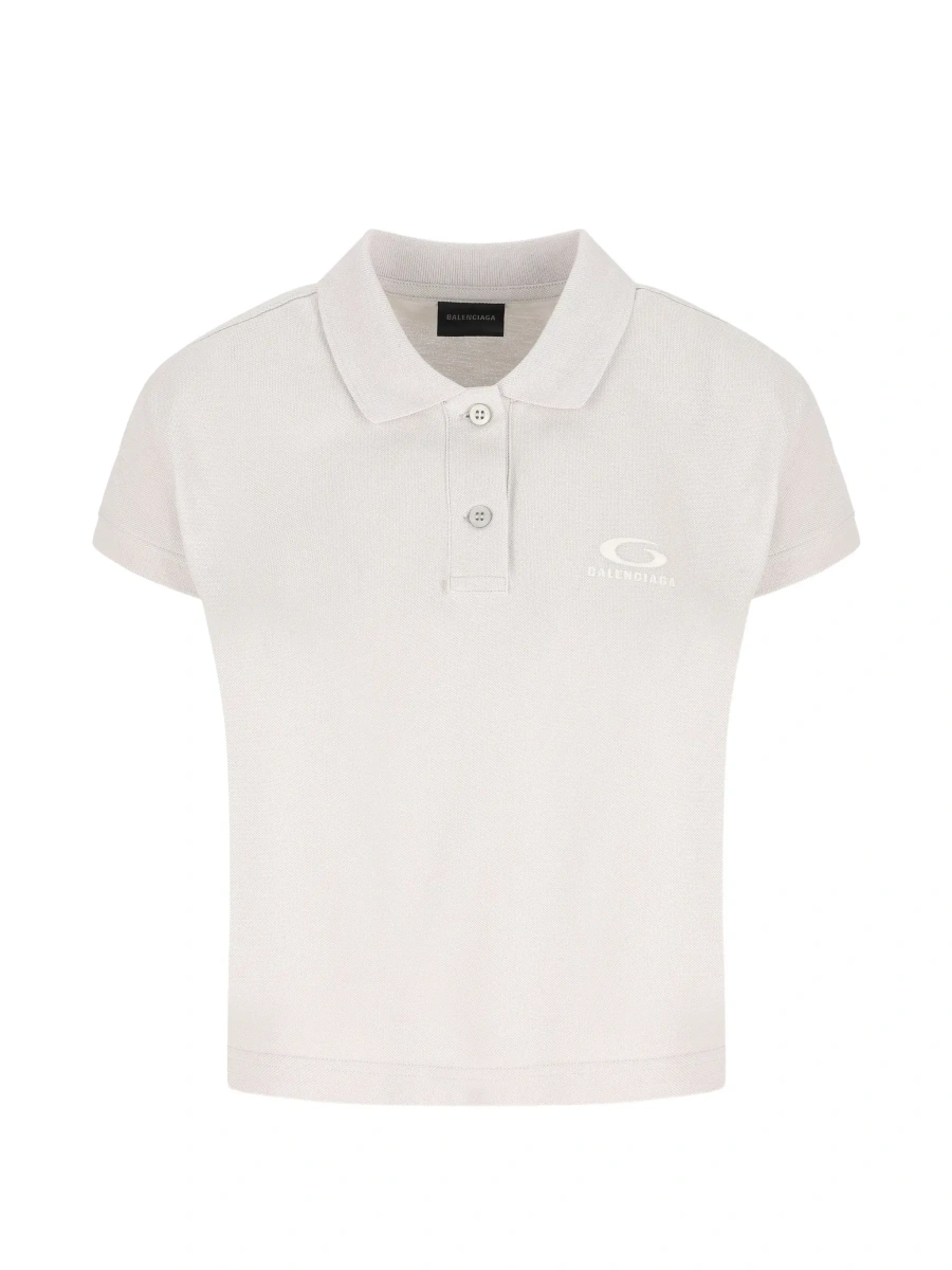 Tricou polo Balenciaga alb din bumbac - Img 7