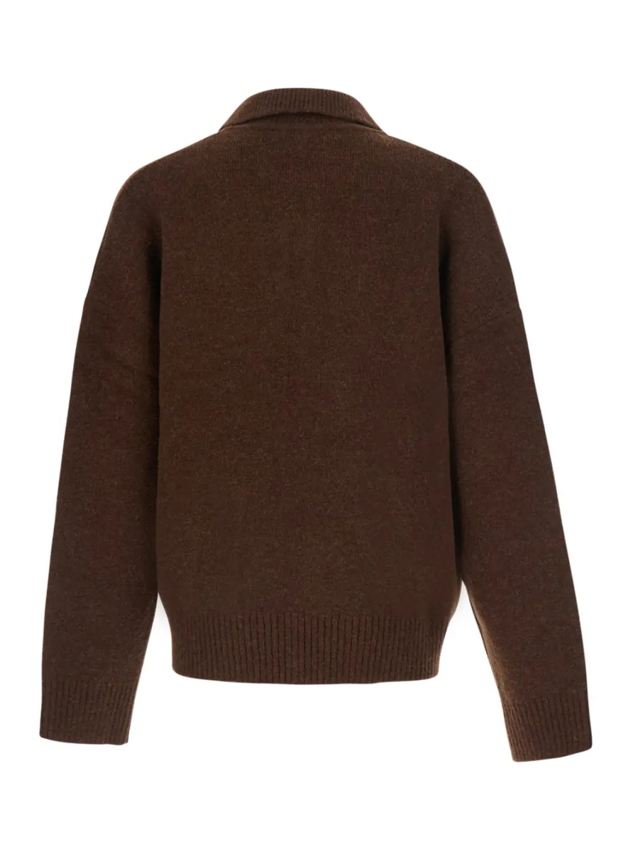 Tricou Polo Brown Sweater with polo collar and ADC embroidery on the front in wool for men - Img 2