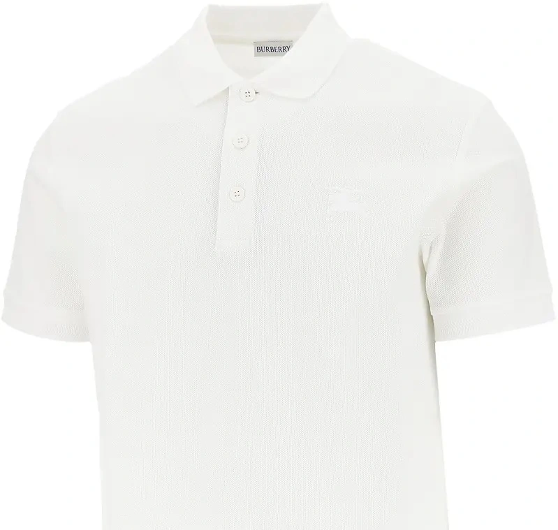 Tricou polo Burberry alb din bumbac - Img 2
