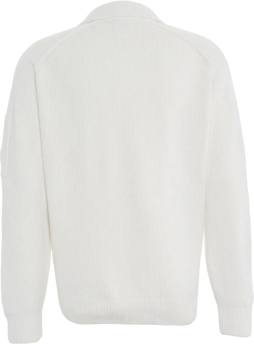 Tricou polo C.P. Company alb din bumbac - Img 3