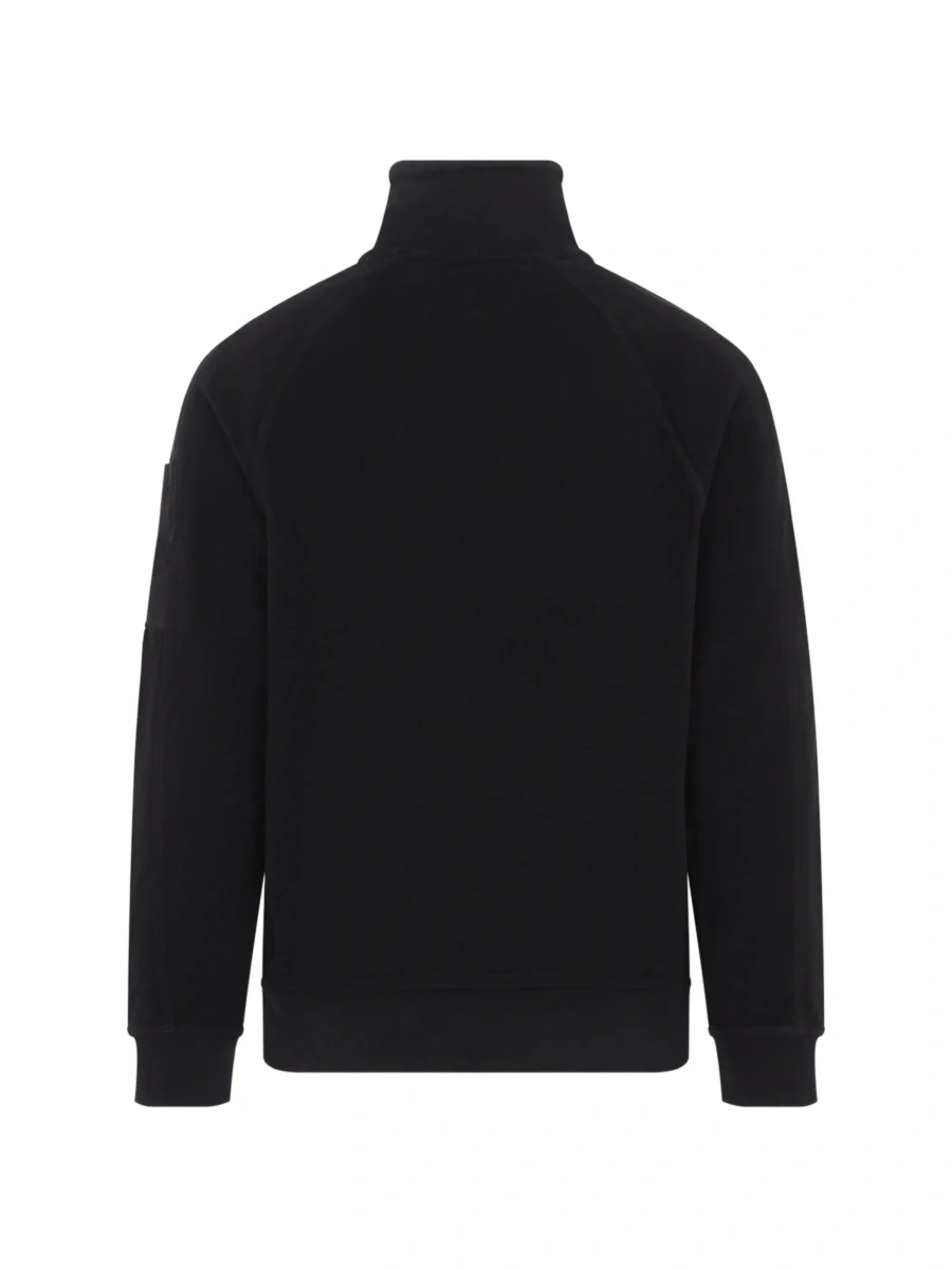 Tricou polo C.P. Company negru din fleece - Img 4