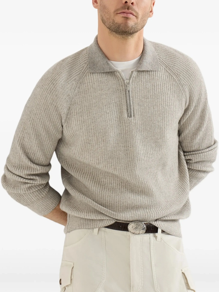 Tricou Polo Cashmere Milano Stitch Polo Sweater with zip - Img 5
