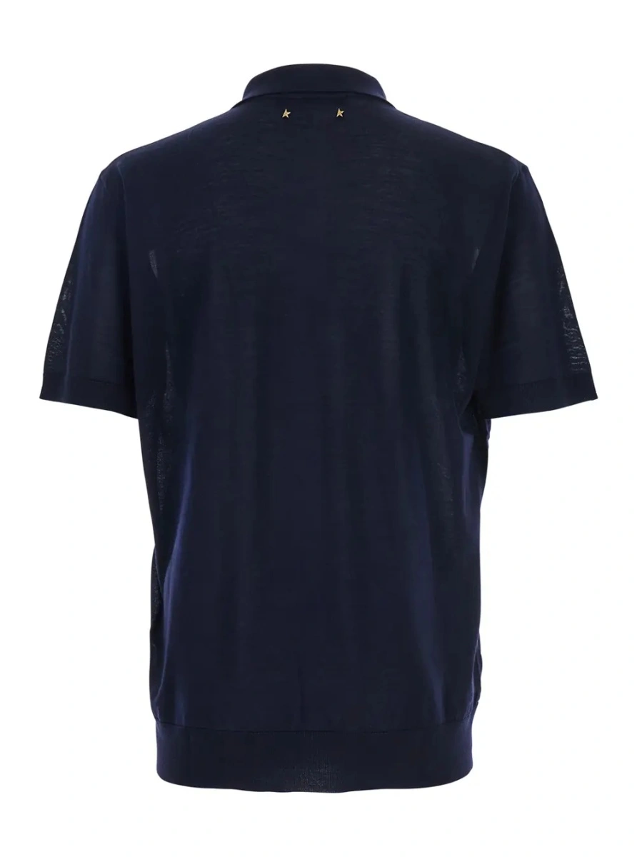 Tricou polo Golden Goose albastru din lana - Img 2