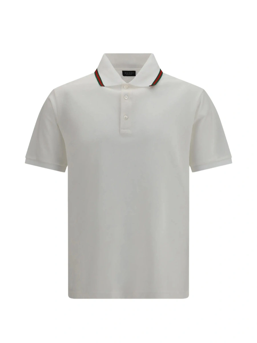 Tricou polo Gucci alb din bumbac - Img 5