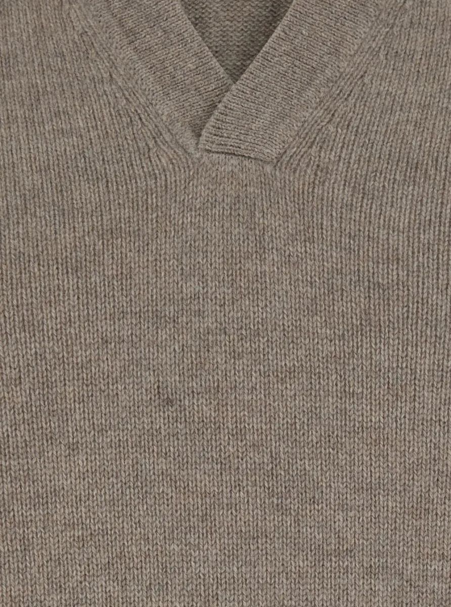 Tricou Polo Heavy Cashmere Polo Collar Gray Women - Img 3