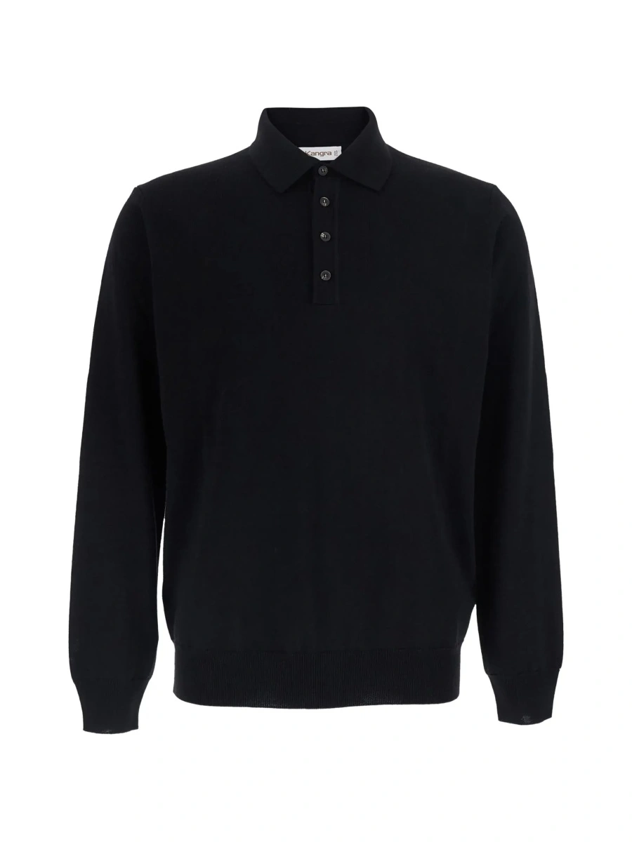 Tricou polo Kangra negru din lana merinos - Img 6