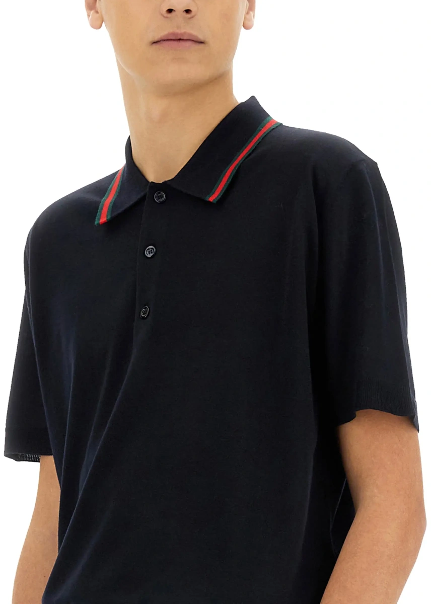 Tricou Polo Knitted Wool Polo Shirt With Web Pattern - Img 4