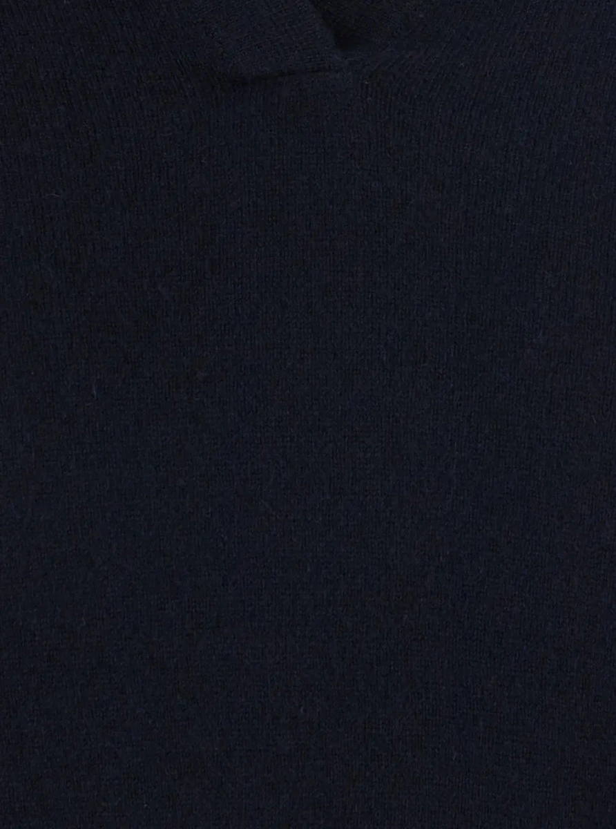 Tricou polo Lisa Yang albastru din casmir - Img 3