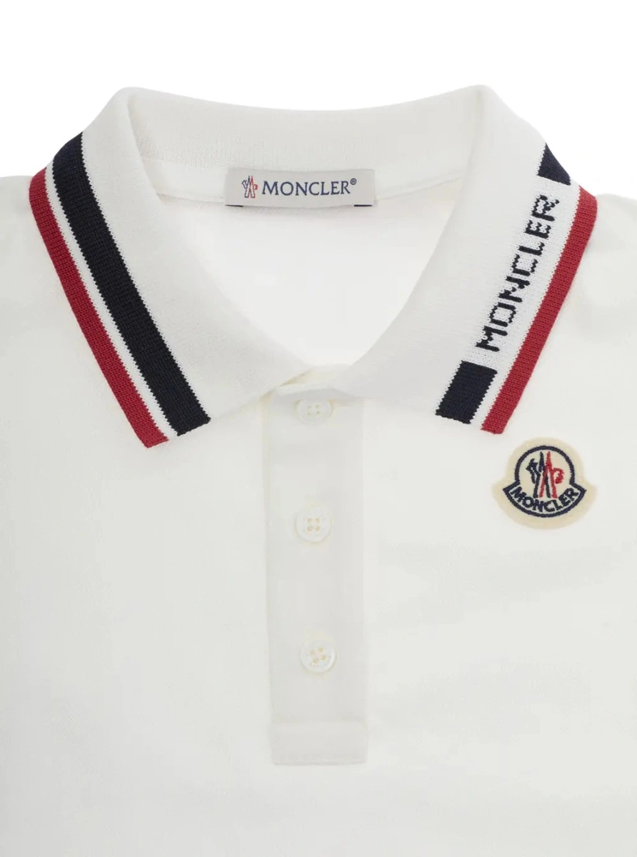 Tricou polo Moncler alb din bumbac - Img 3