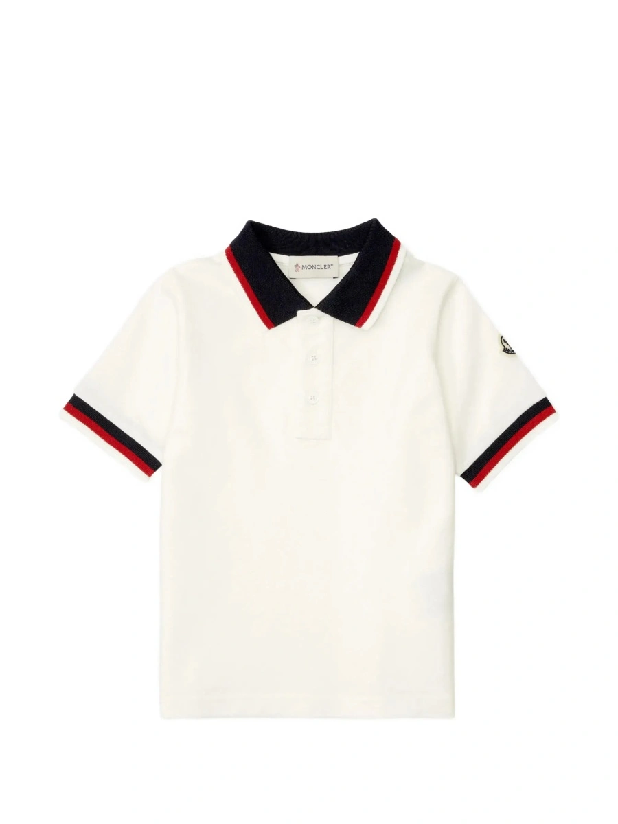 Tricou polo Moncler alb din bumbac - Img 6