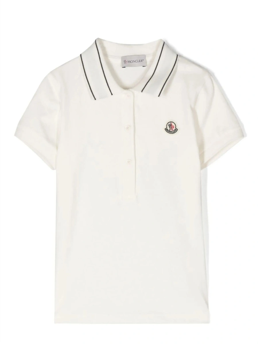 Tricou polo Moncler alb din bumbac - Img 6